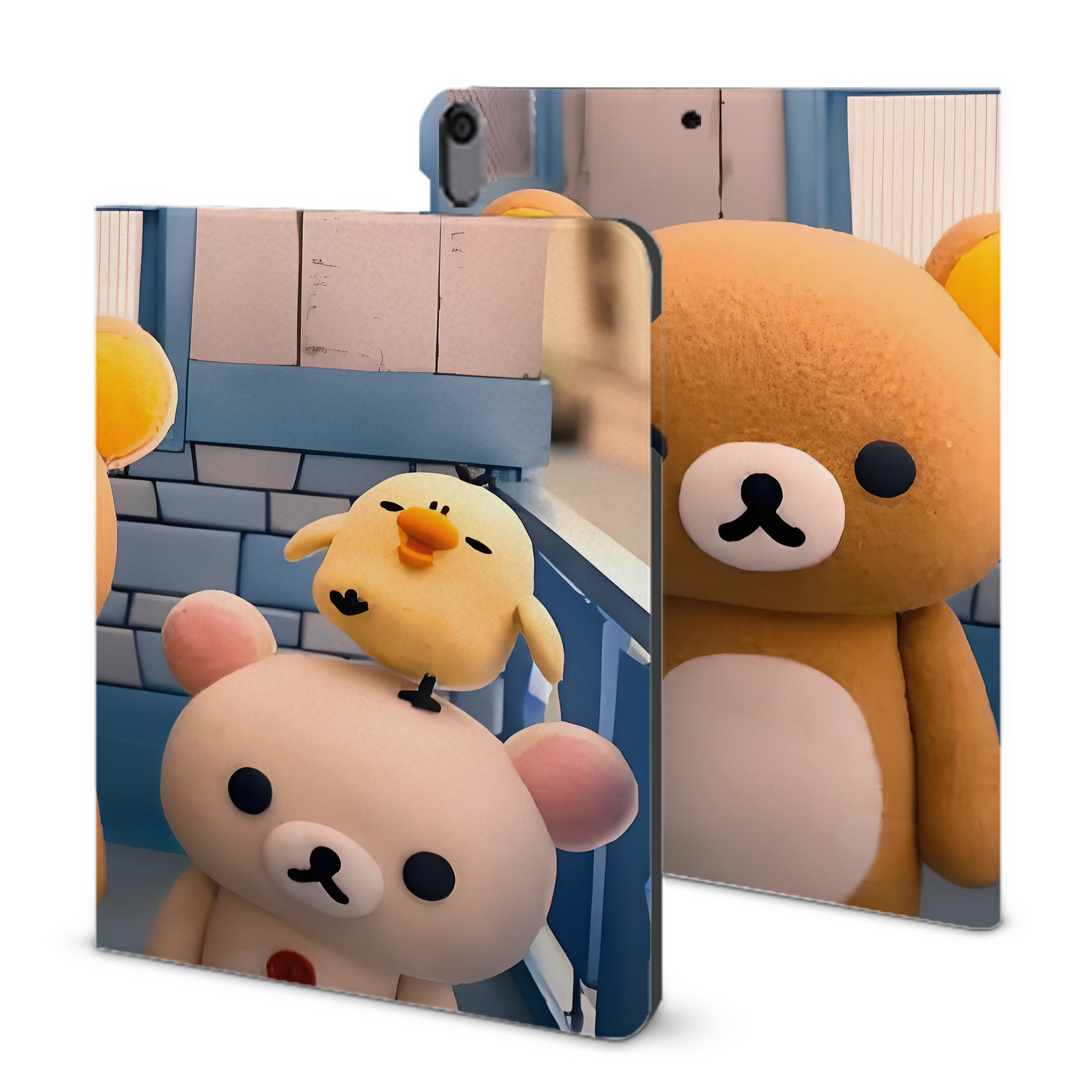 （画像用） リラックマ リラックマ キイロイトリ Rilakkuma Korilakkuma Kiiroitori IPad ケース ブック型 PUレザー TPU 耐衝撃 軽量 薄型 ペン収納なし 全面保護 IPad 各モデル対応